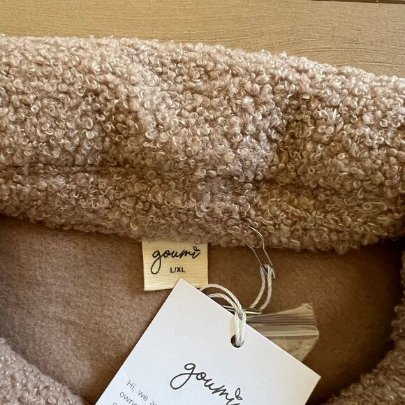 NWT Goumi Kids Harvest Sherpa Farm Jacket SZ L / XL Womens Tan Shacket Oversized - Picture 2 of 3